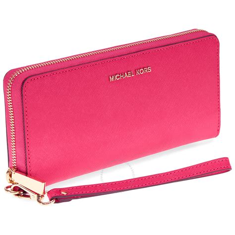 michael kors wallet pink and black|Michael Kors hot pink wallet.